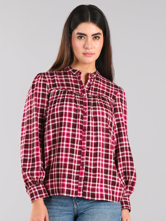 BURGUNDY CHECKS SHIRT