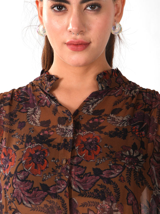 PRINTED SHIRT BROWN