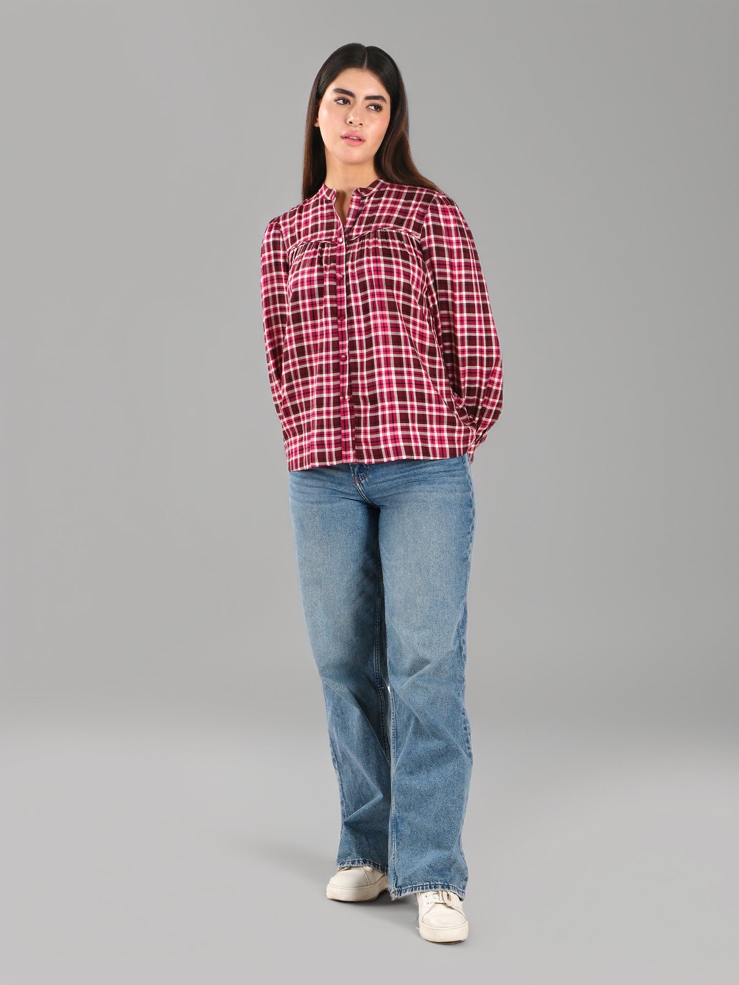 BURGUNDY CHECKS SHIRT