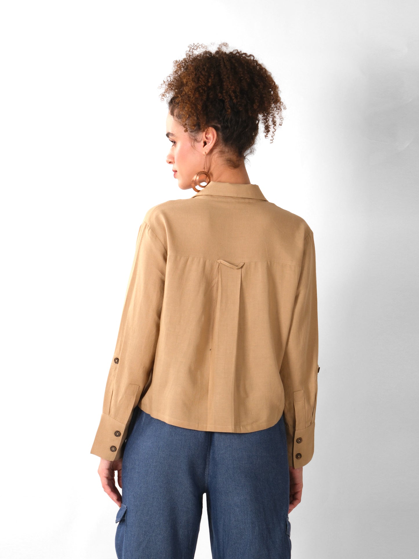 LIGHT BROWN BOXY SHIRT