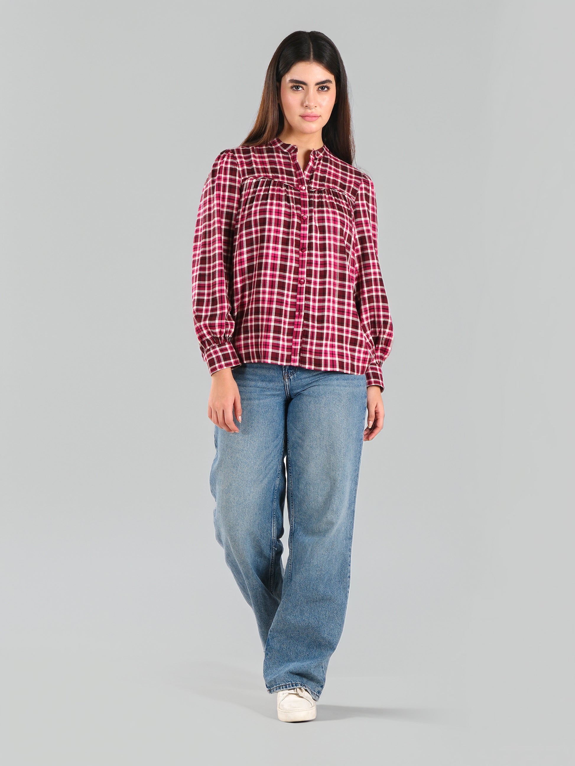 BURGUNDY CHECKS SHIRT