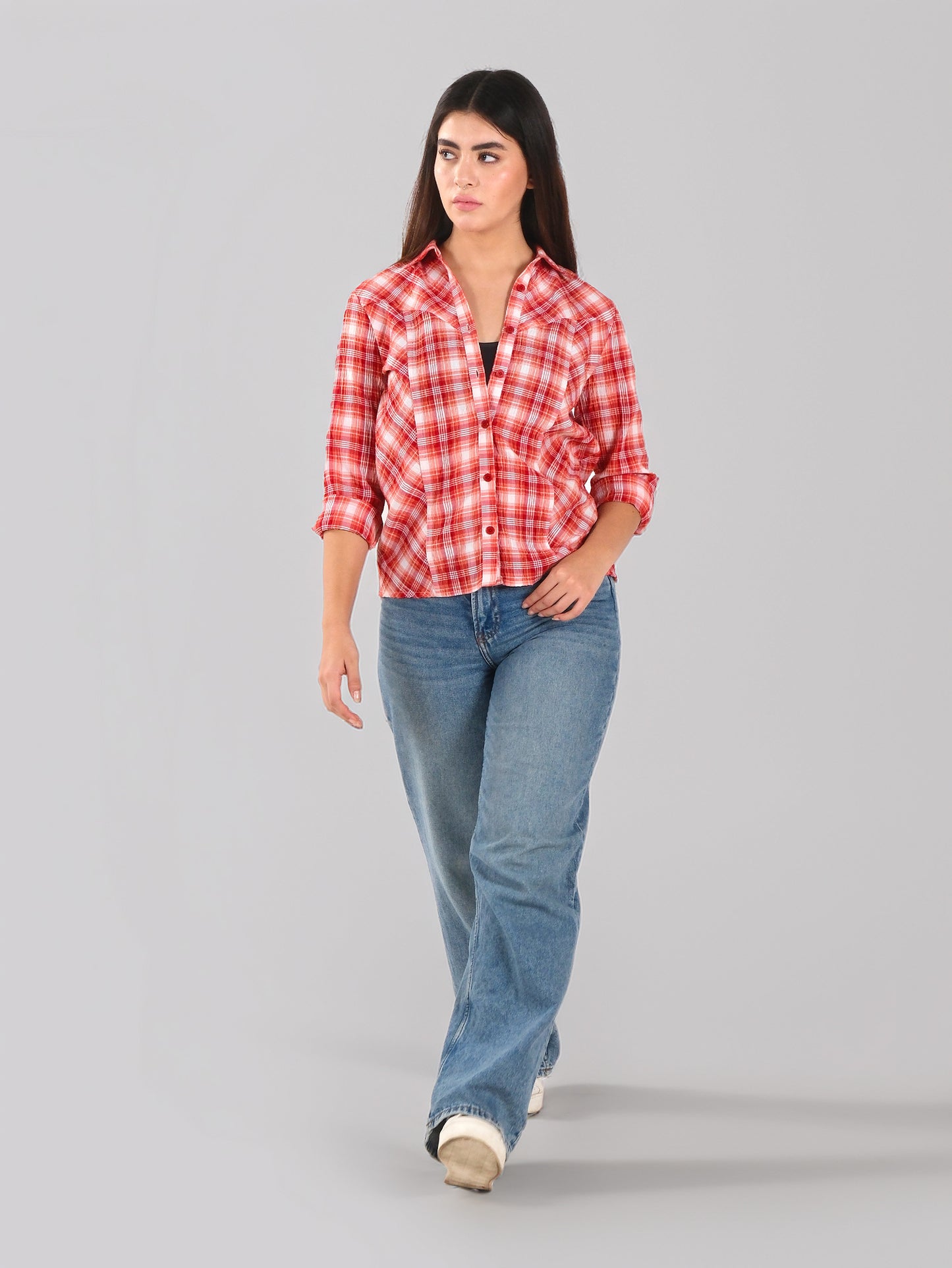 ORANGE & WHITE CHECK SHIRTS