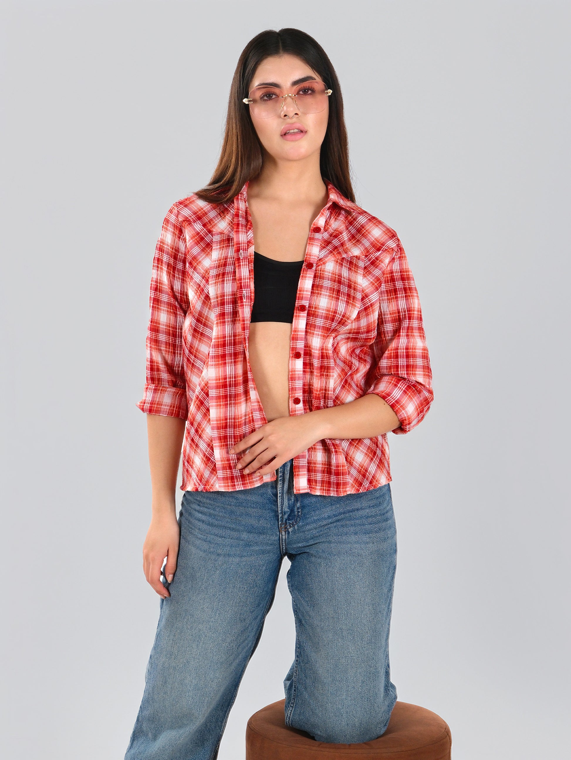 ORANGE & WHITE CHECK SHIRTS
