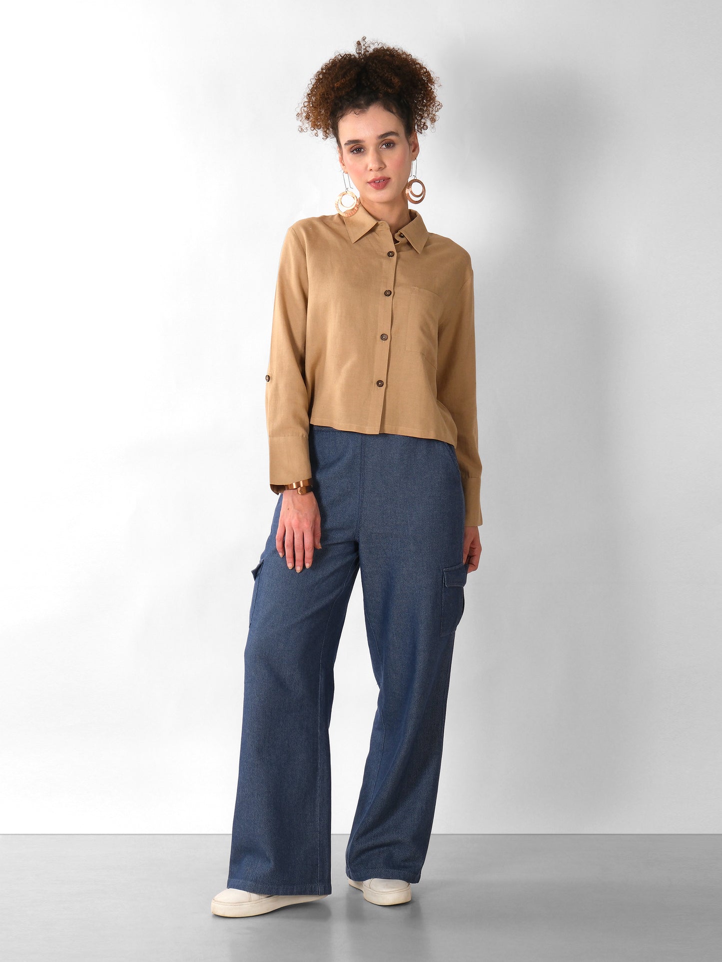 LIGHT BROWN BOXY SHIRT