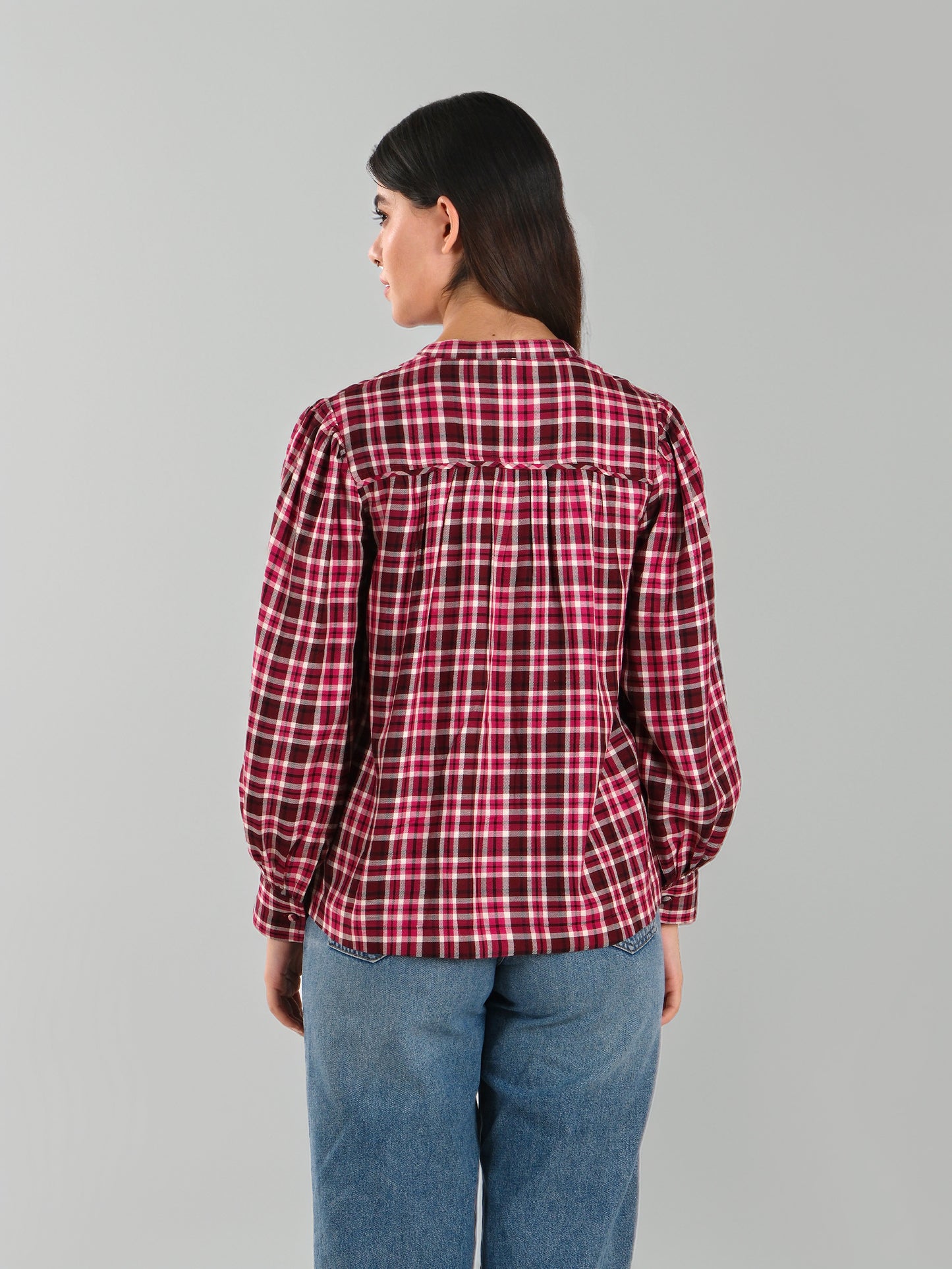 BURGUNDY CHECKS SHIRT