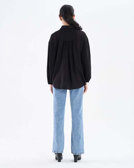 Black Dobby Textured Relaxed Shirt