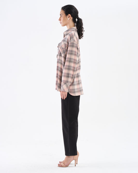 Blush Check Oversized Shirt