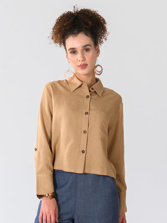 Light Brown Utility Cotton Shirt