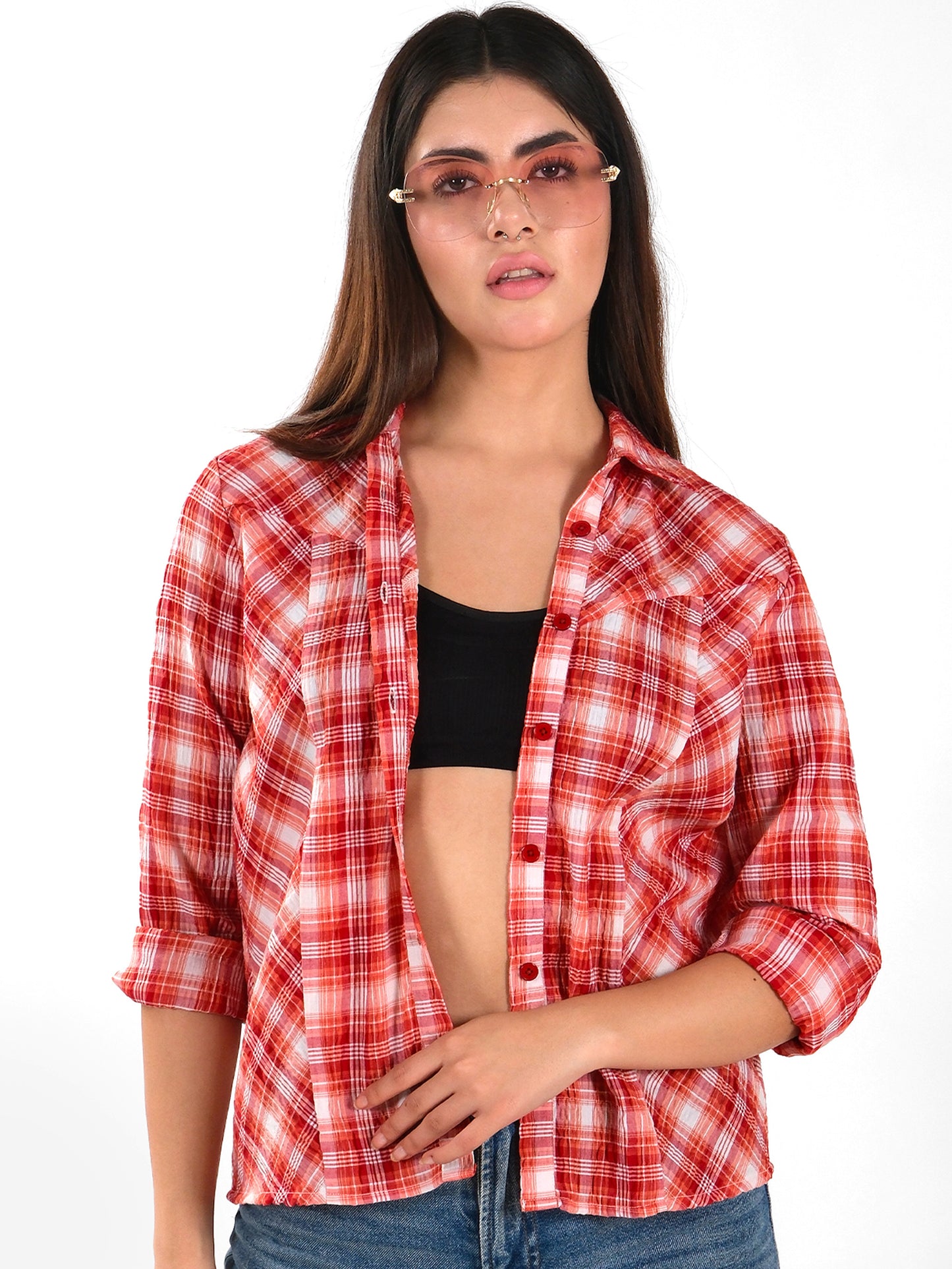 ORANGE & WHITE CHECK SHIRTS