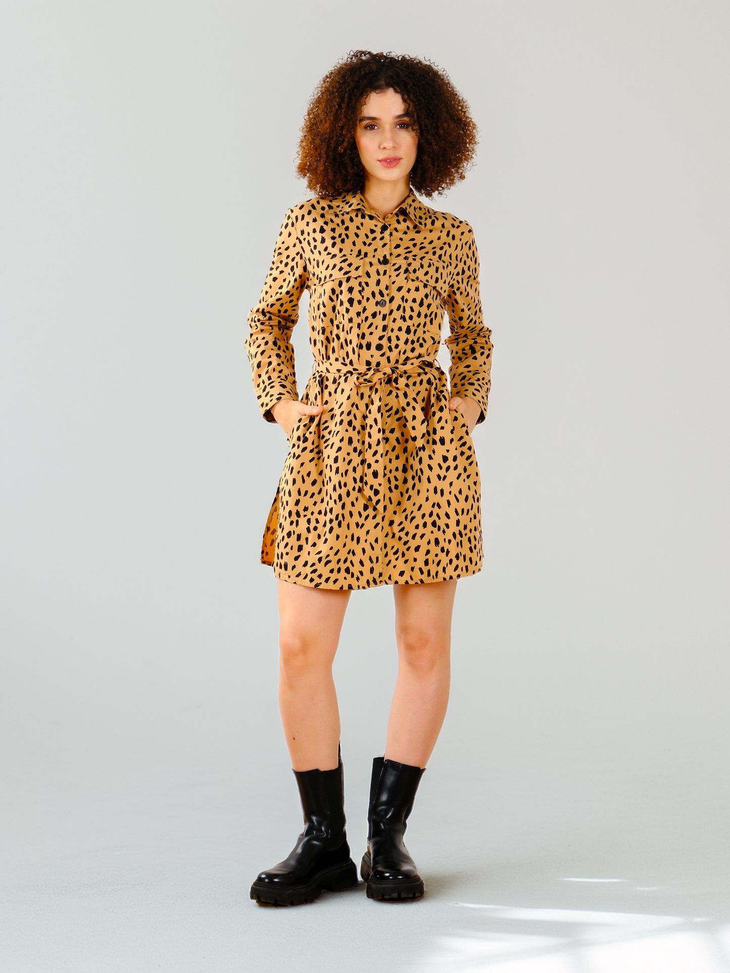 Leopard Print Shirt Mini Dress