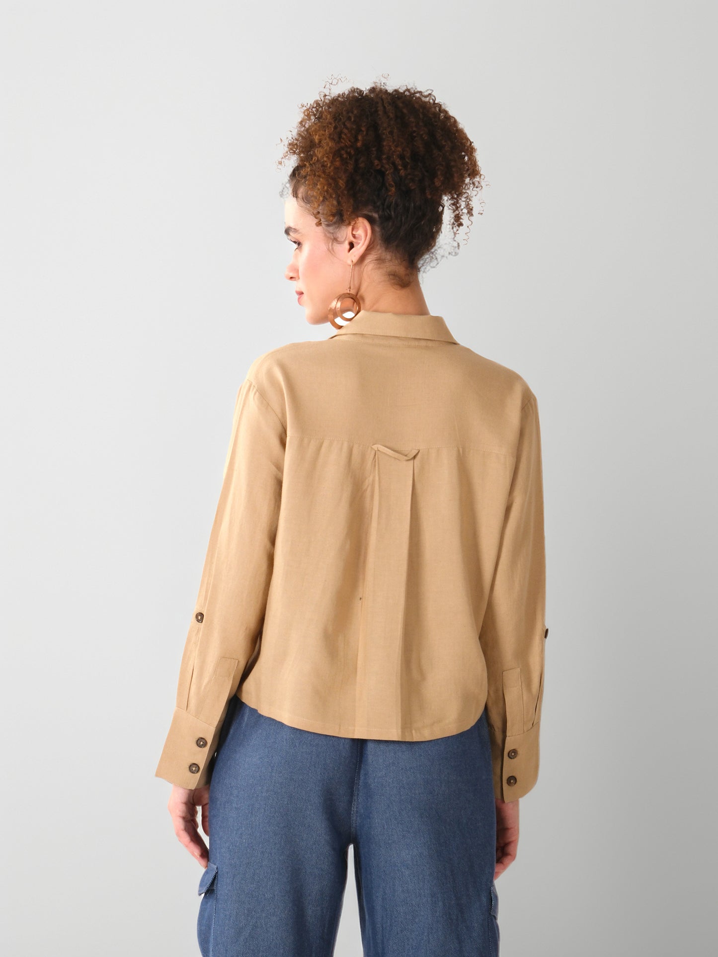 Light Brown Utility Cotton Shirt