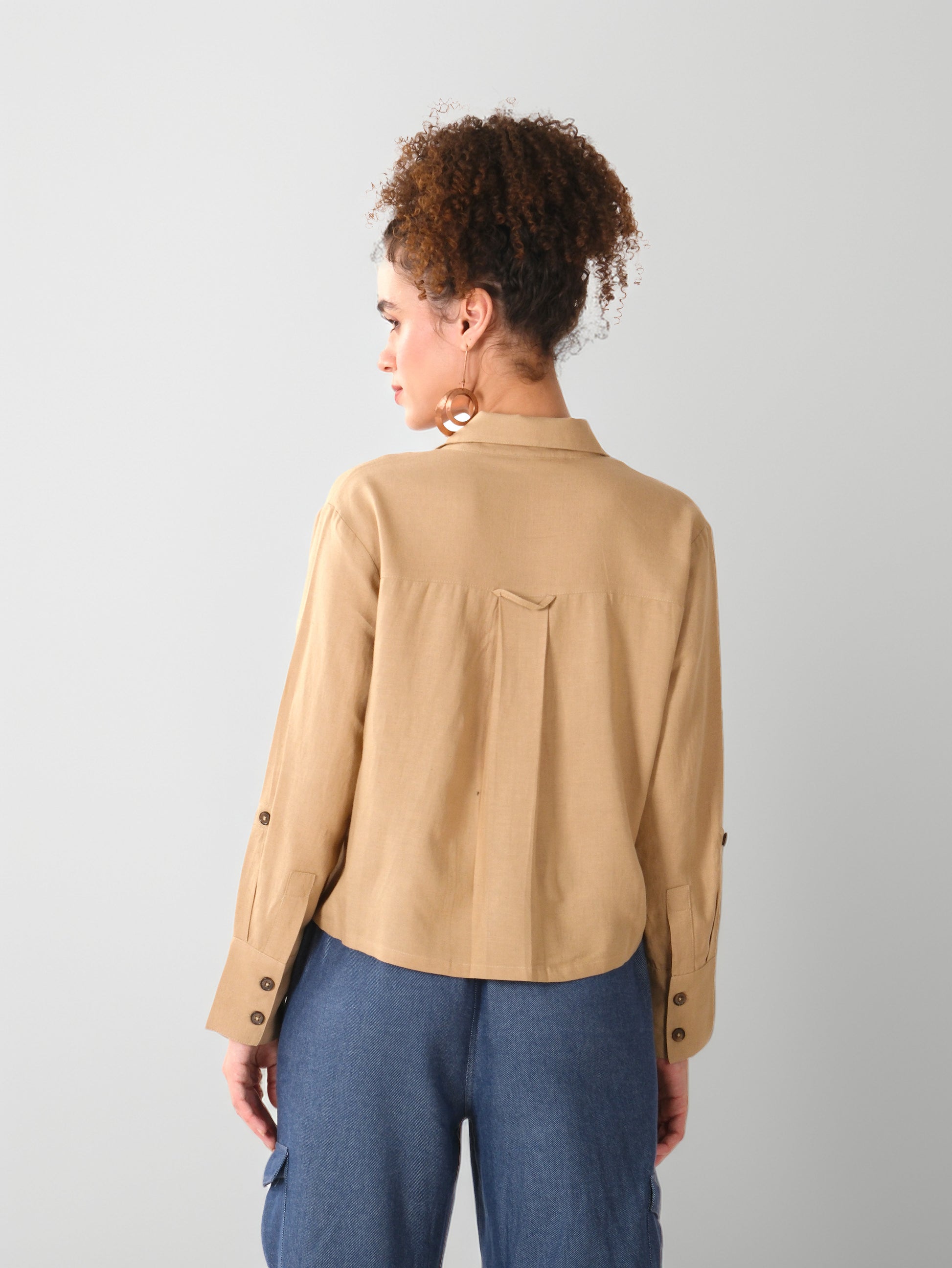Light Brown Utility Cotton Shirt