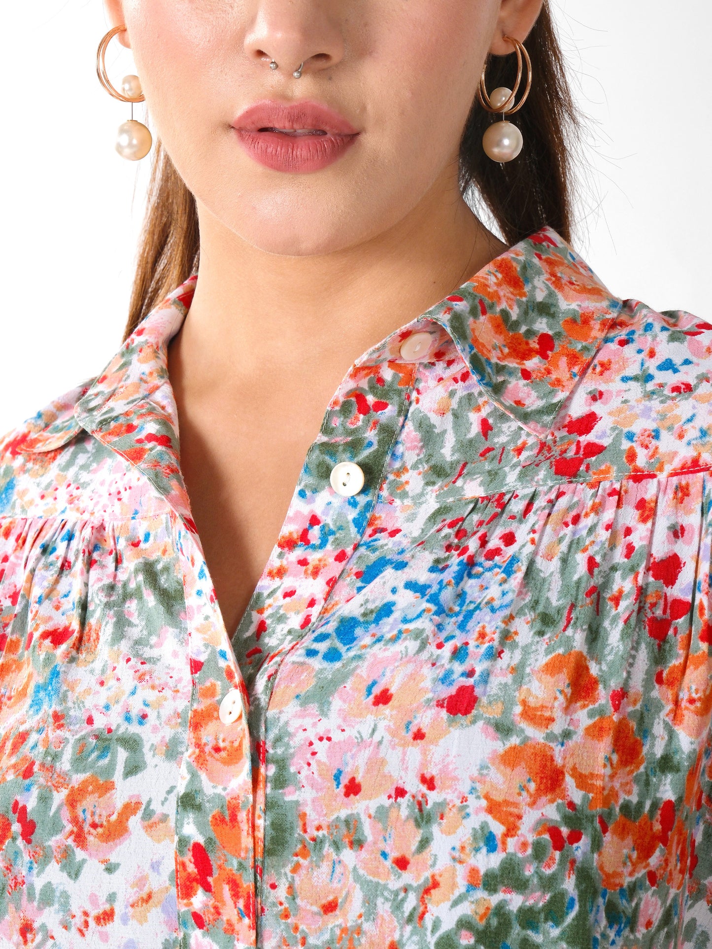 Multicolor Abstract Floral Printed Shirt