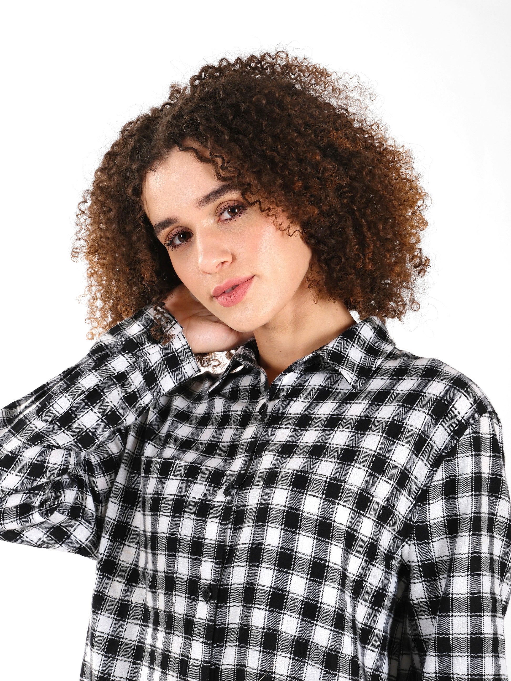 Monochrome Gingham Long Shirt
