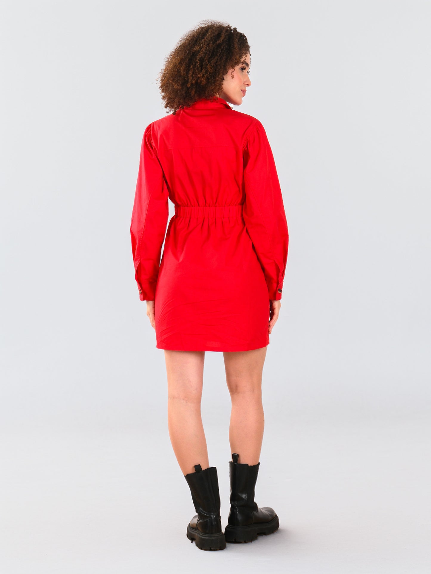 Red Button-Down Mini Dress