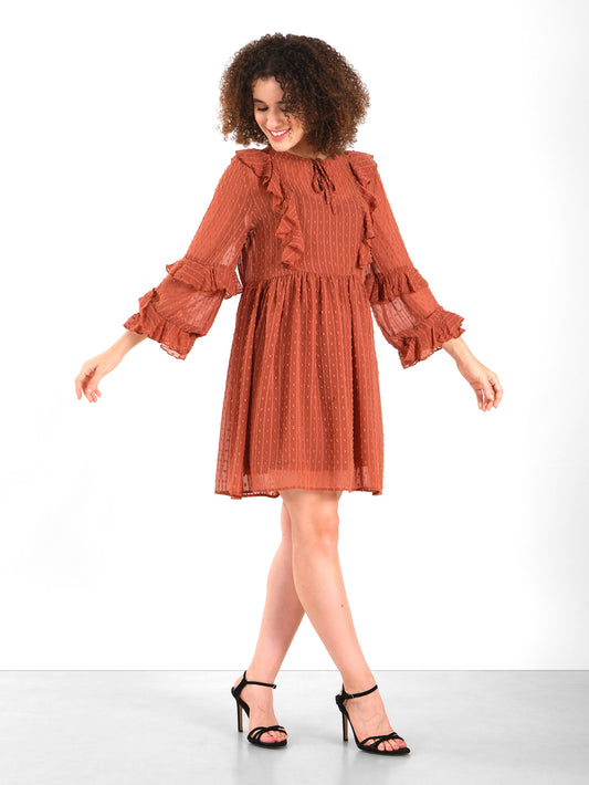 FRILLED RUST DRESS