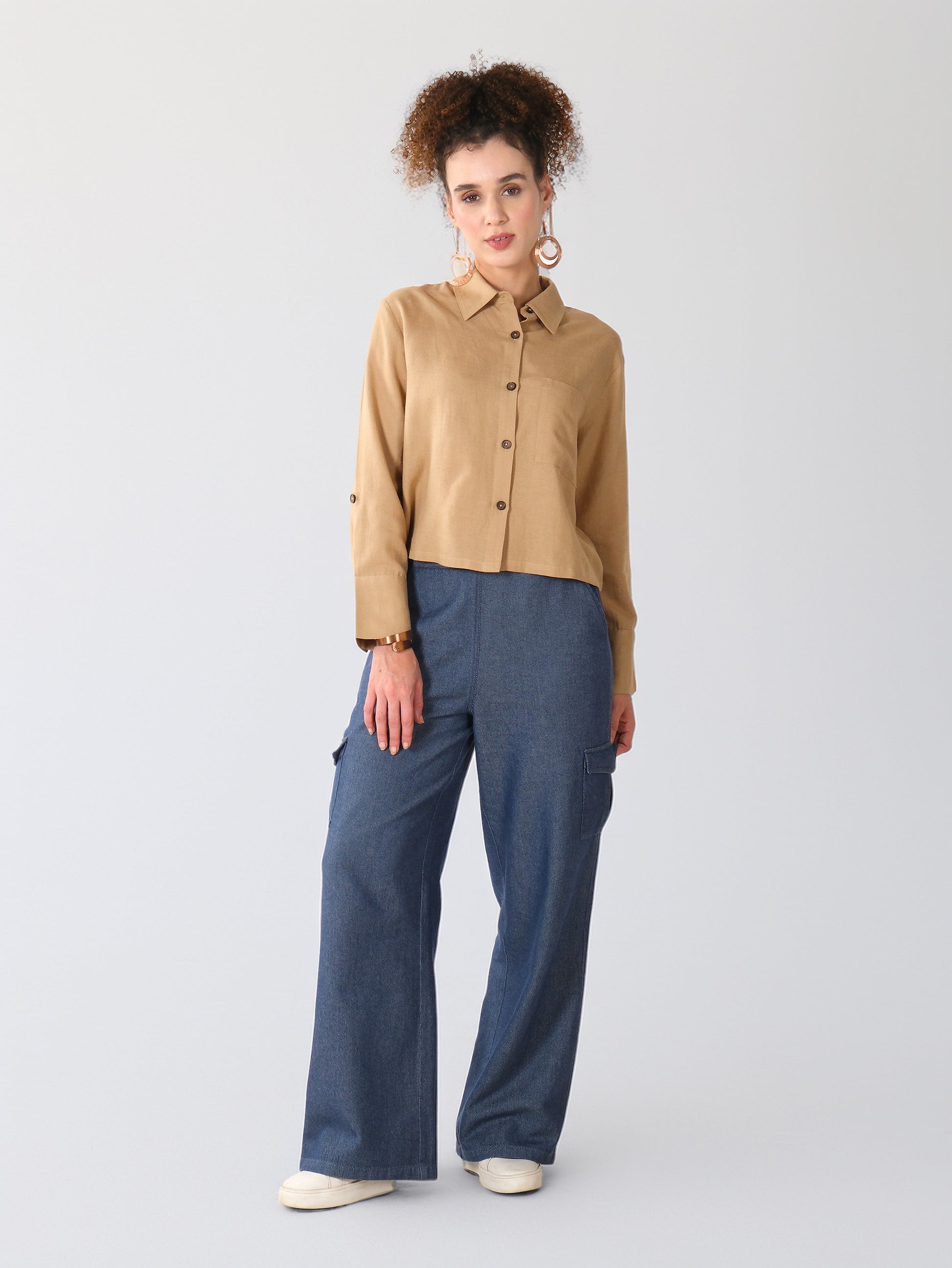 Light Brown Utility Cotton Shirt