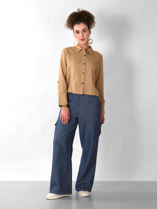 LIGHT BROWN BOXY SHIRT