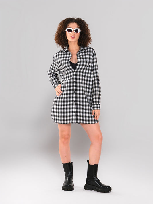 LONG SHIRT BLACK & WHITE