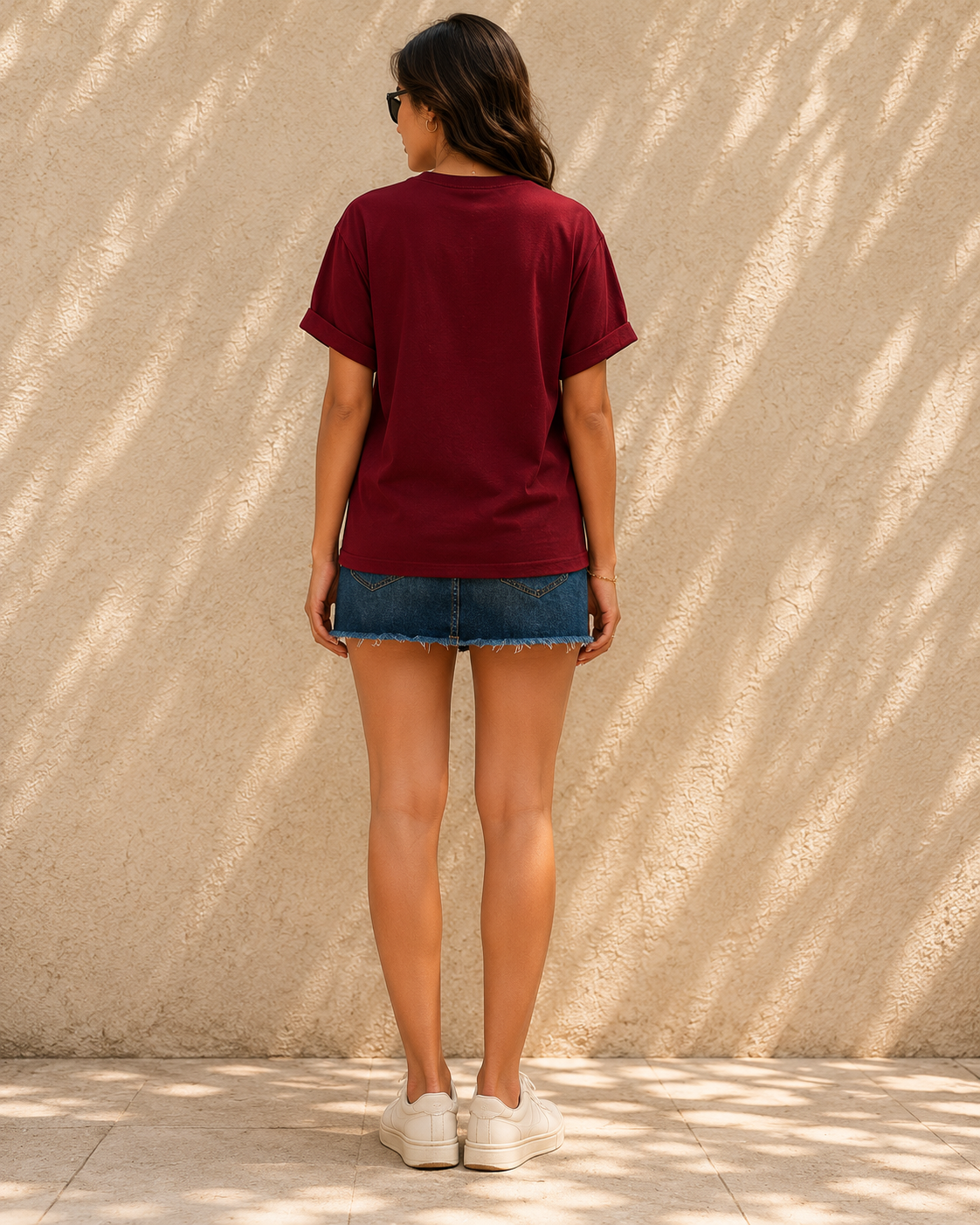 Women Maroon Typography Printed Pure Cotton Relaxed Fit Crew Neck T-Shirt