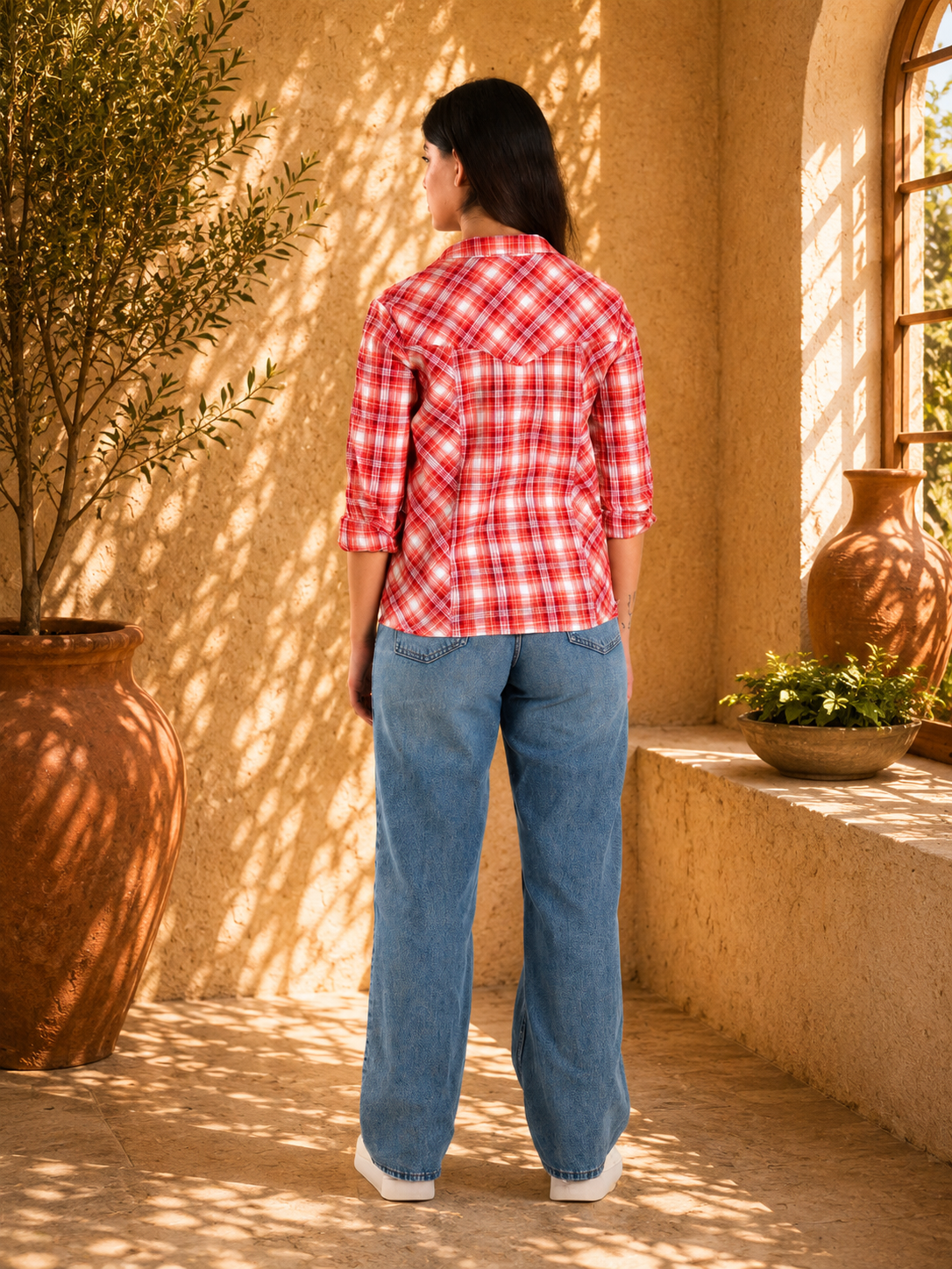 Red Checked Cotton Shirt