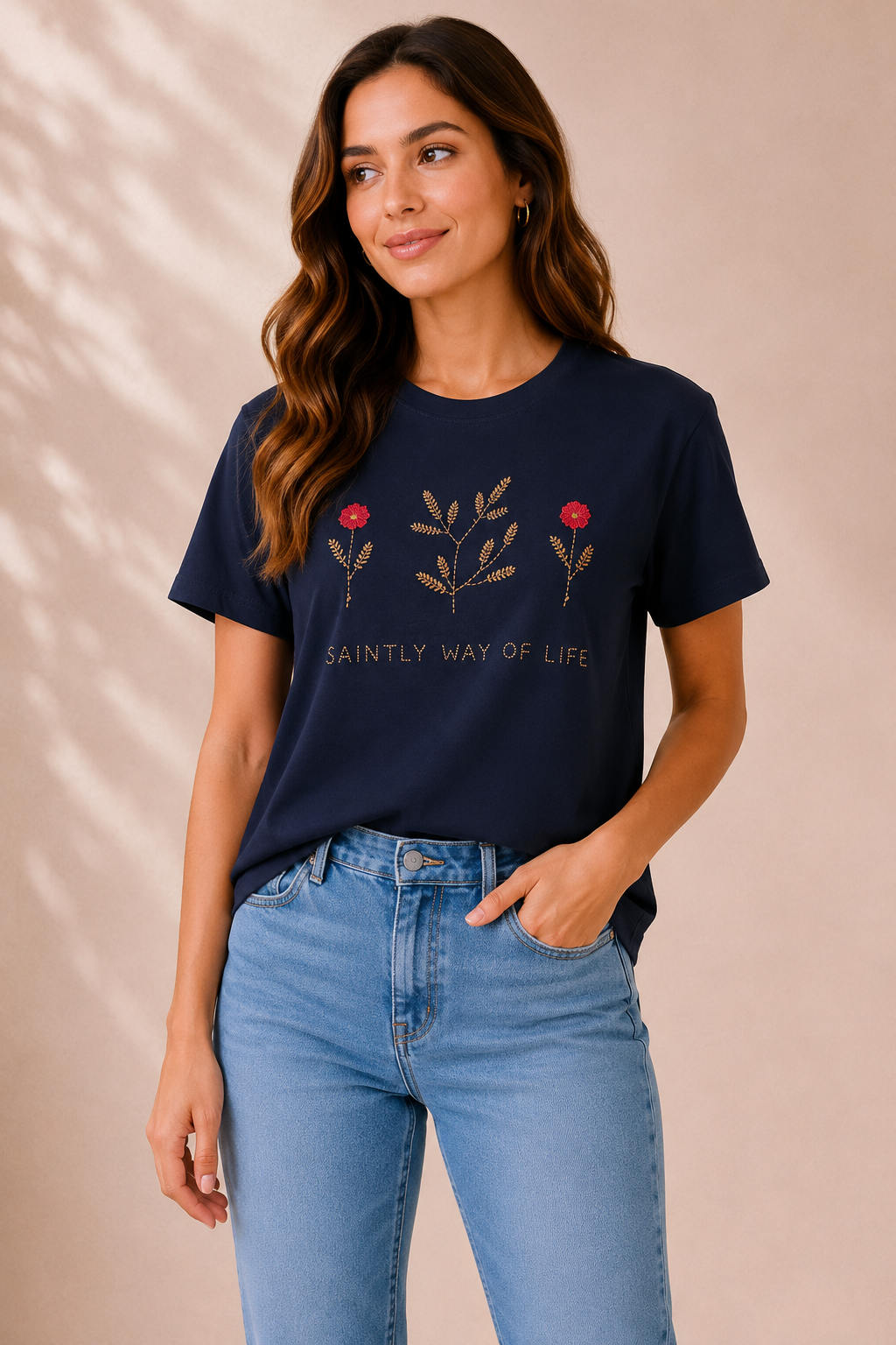 Floral Embroidered Relaxed Fit Tee