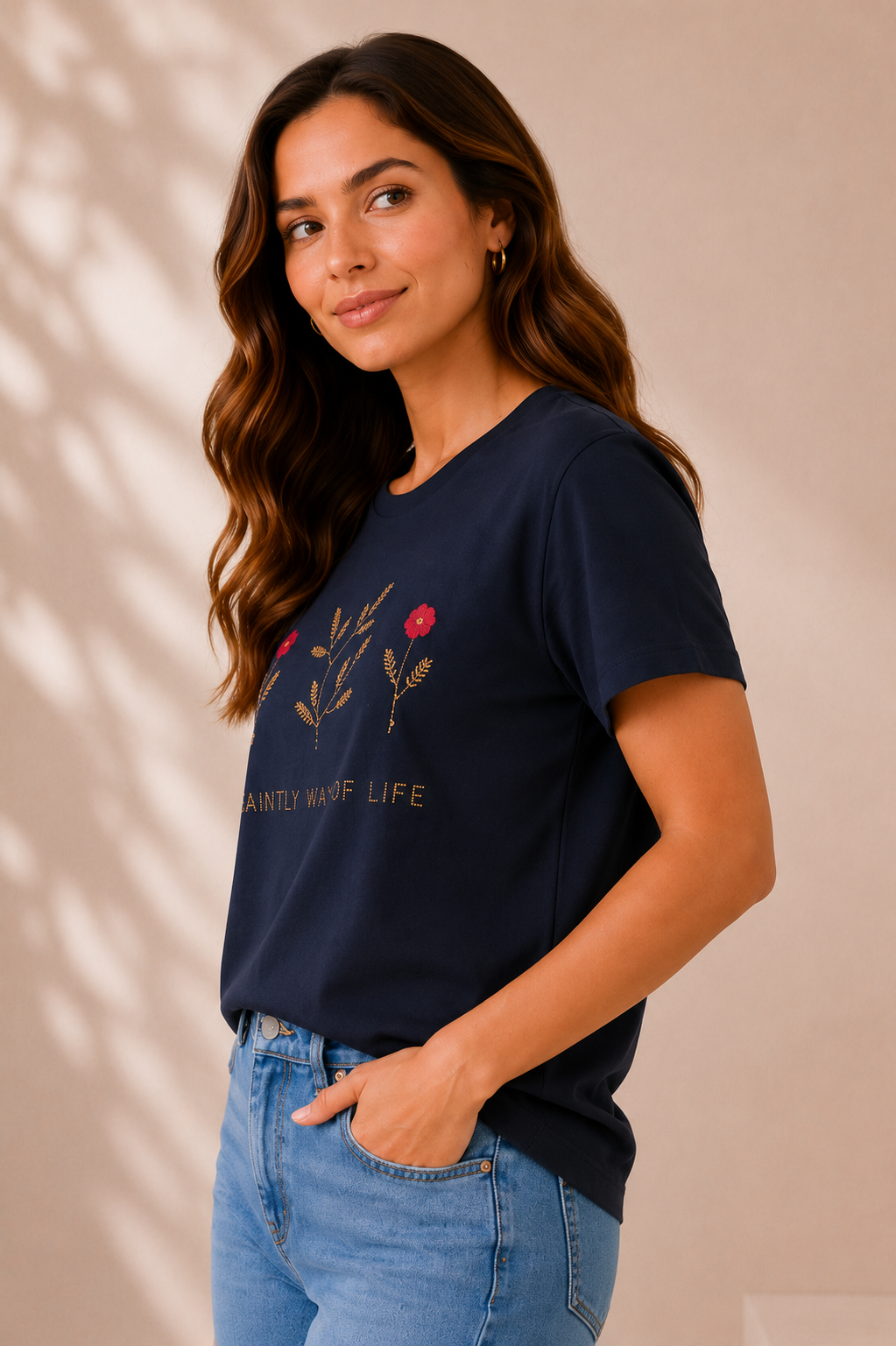 Floral Embroidered Relaxed Fit Tee