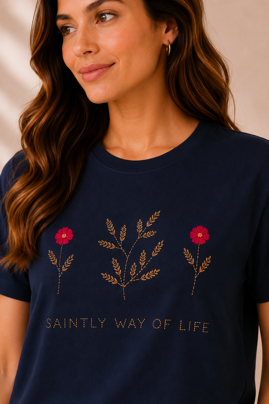 Floral Embroidered Relaxed Fit Tee