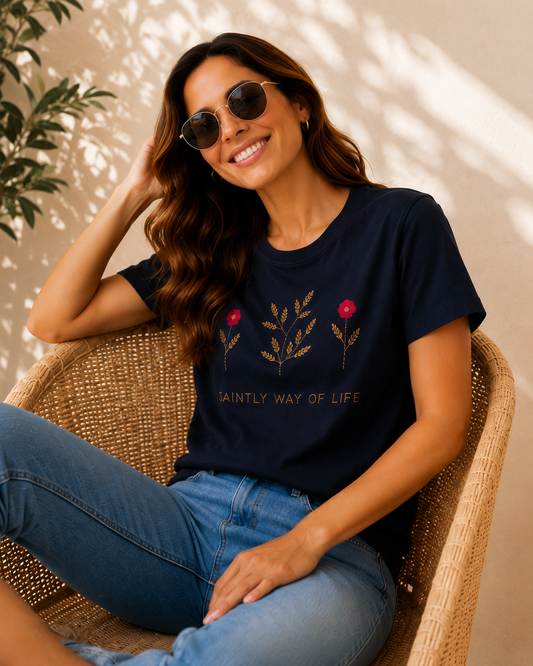 Floral Embroidered Relaxed Fit Tee