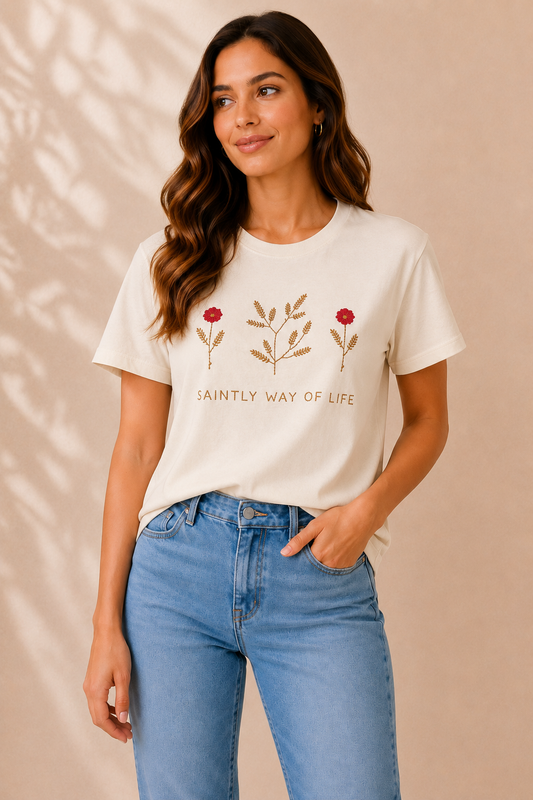Floral Embroidered Relaxed Fit Tee