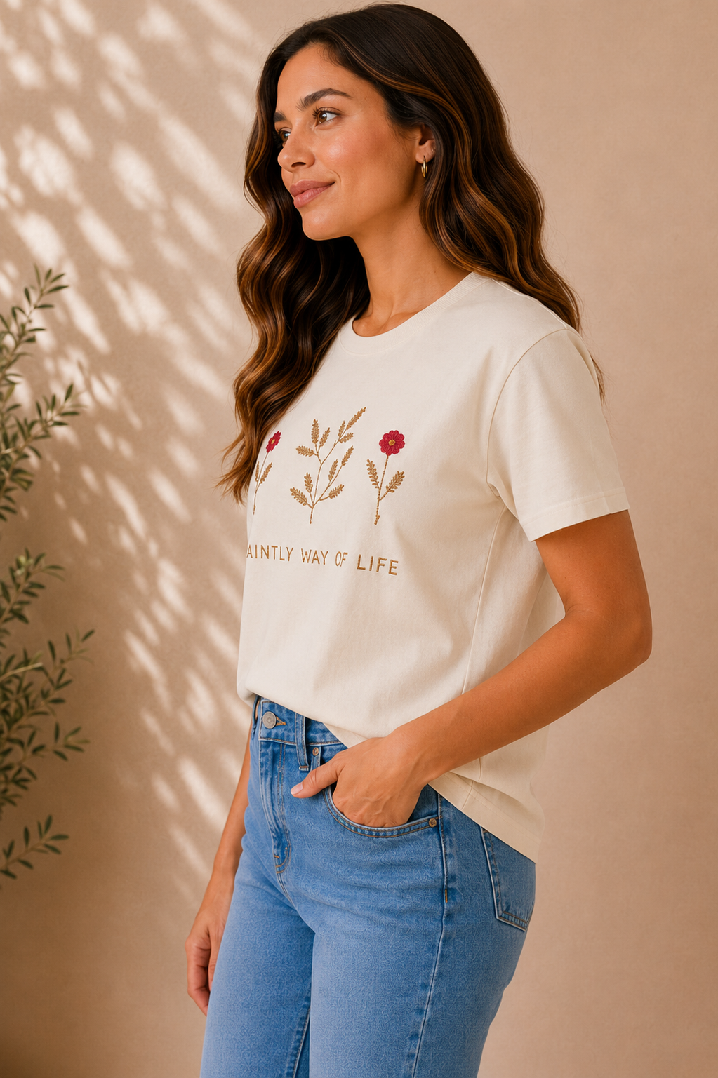 Floral Embroidered Relaxed Fit Tee