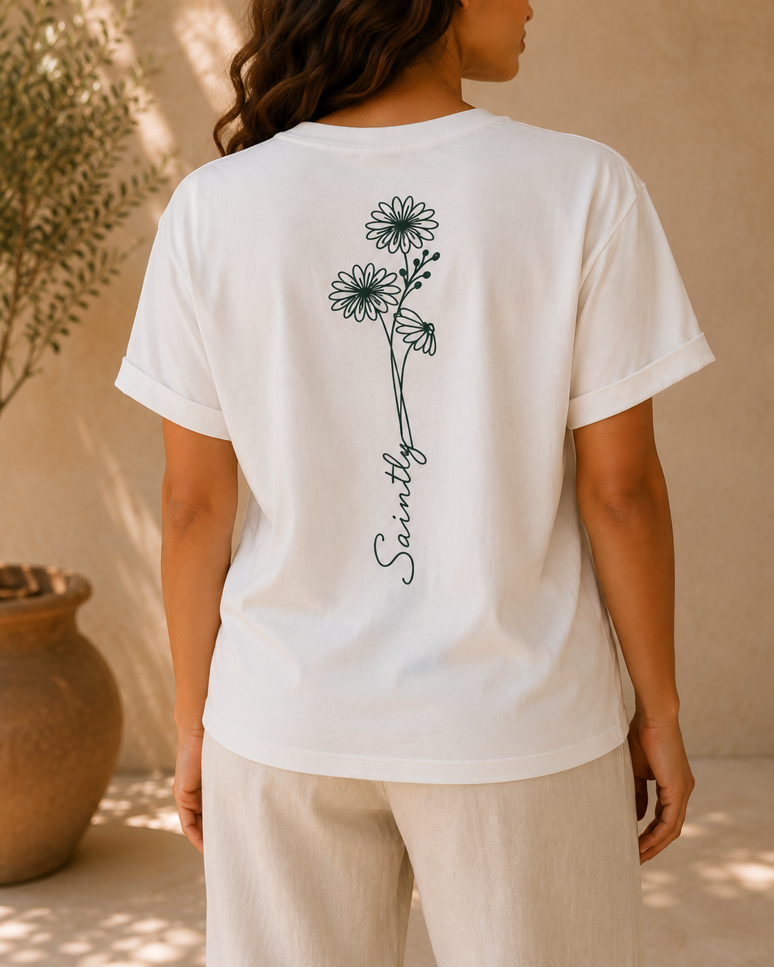 Saintly Floral Embroidered Regular Fit T-Shirt, saintly
