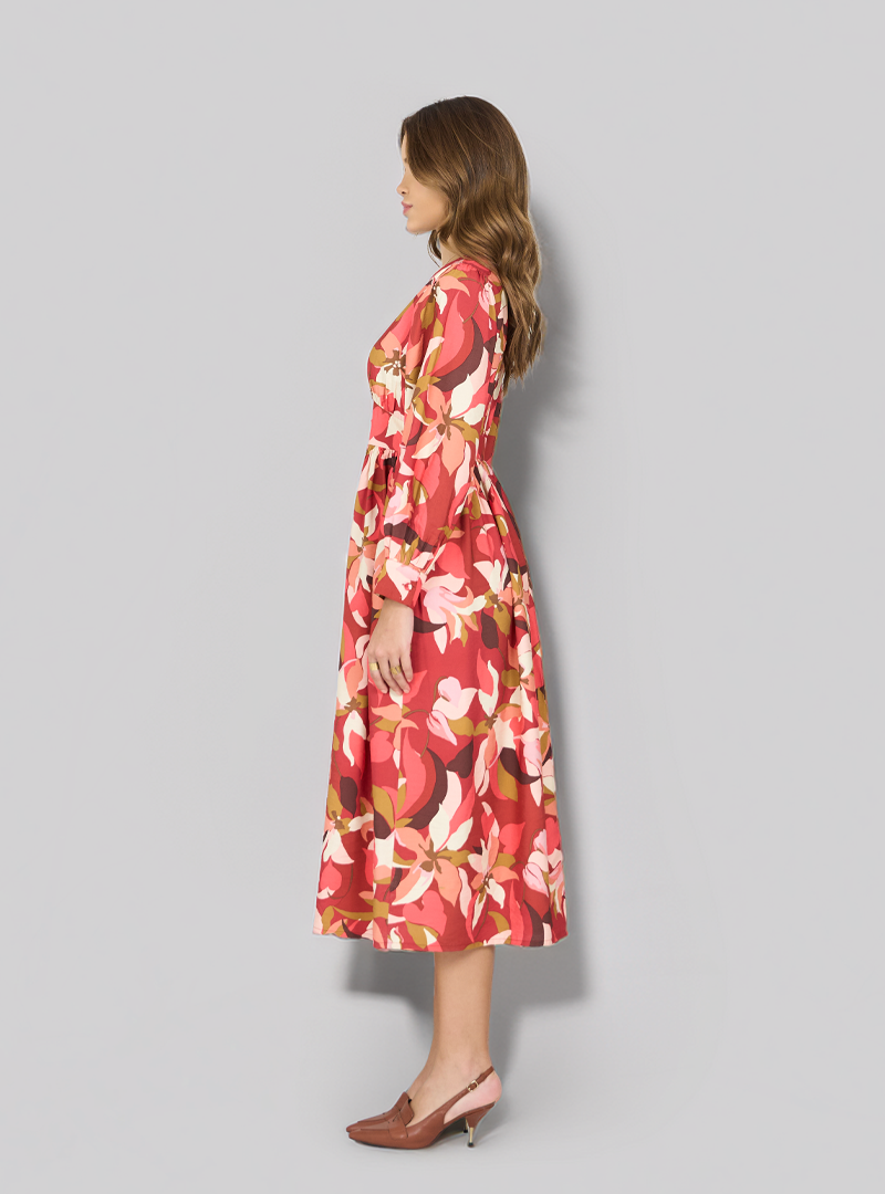 Vestido midi con estampado floral abstracto