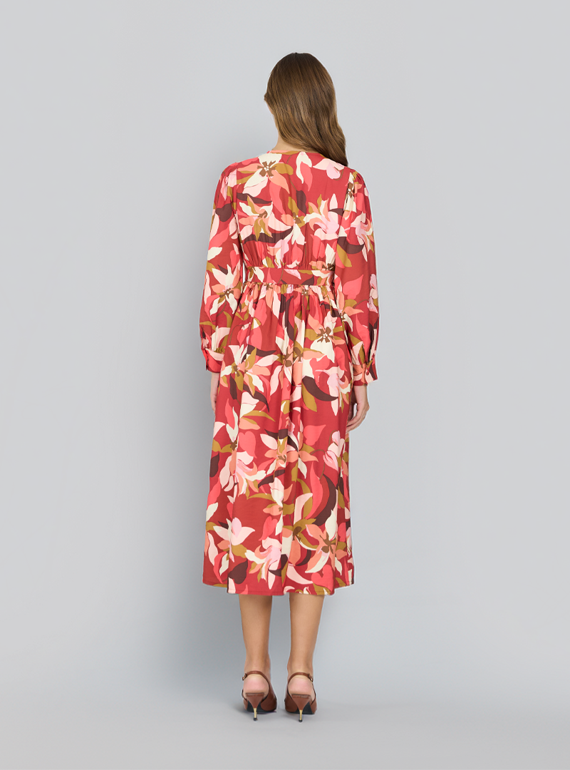 Vestido midi con estampado floral abstracto