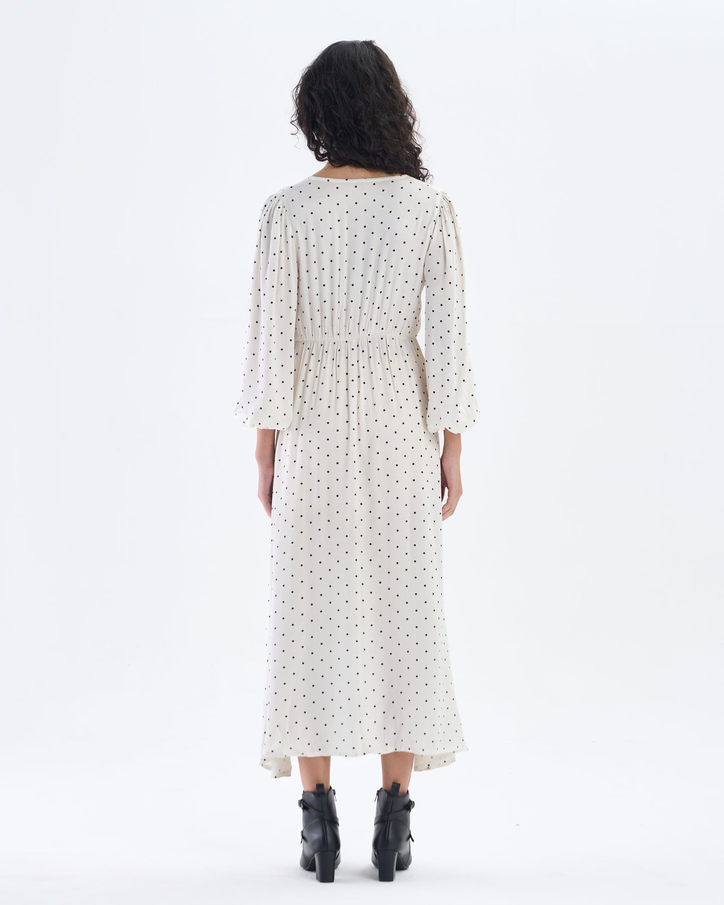White Polka Dot Midi Dress