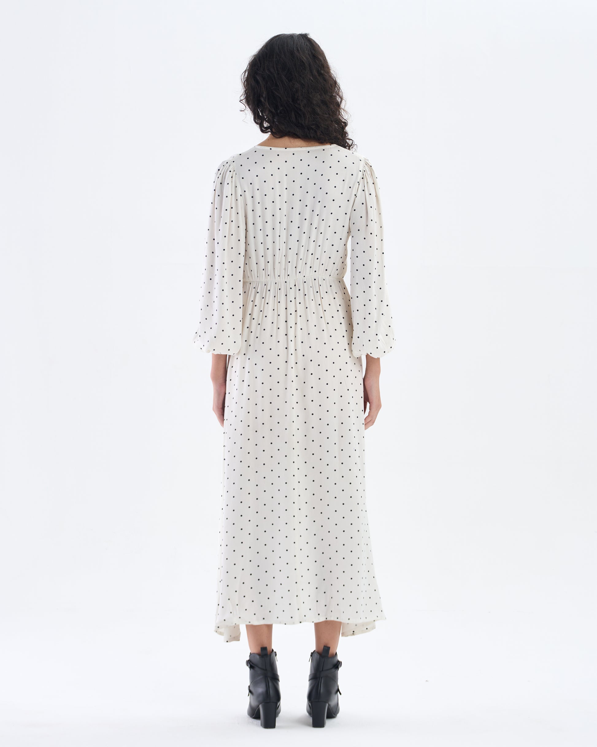 White Polka Dot Midi Dress