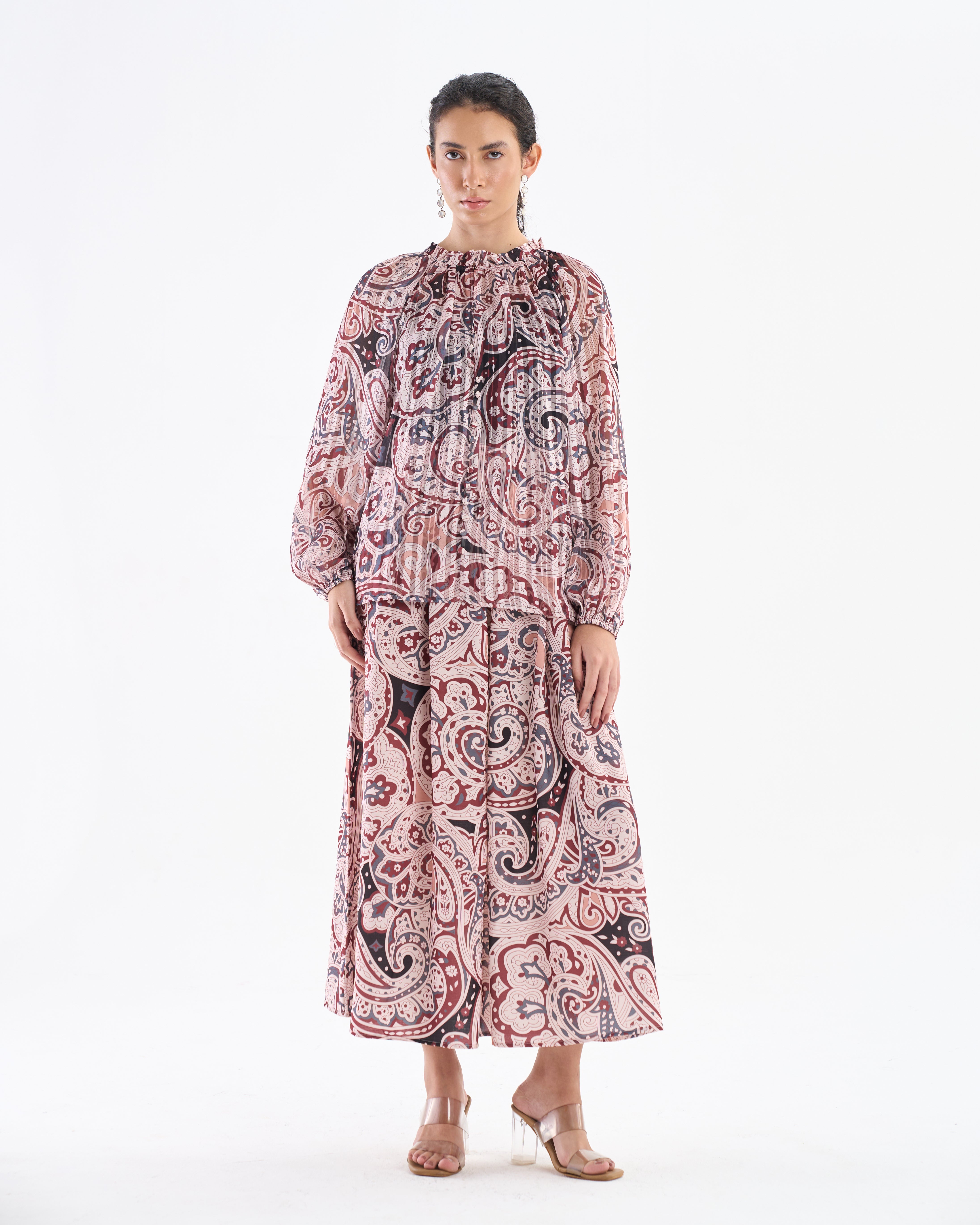 Rust Beige Paisley Co-ord Set