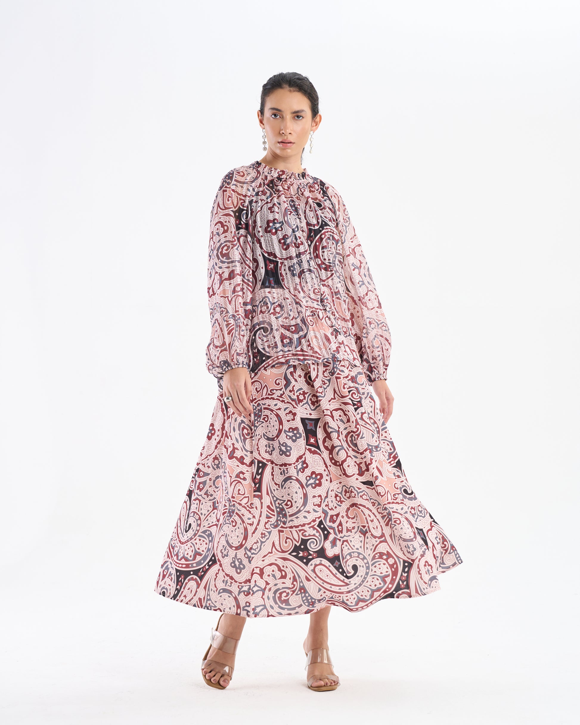 Rust Beige Paisley Co-ord Set