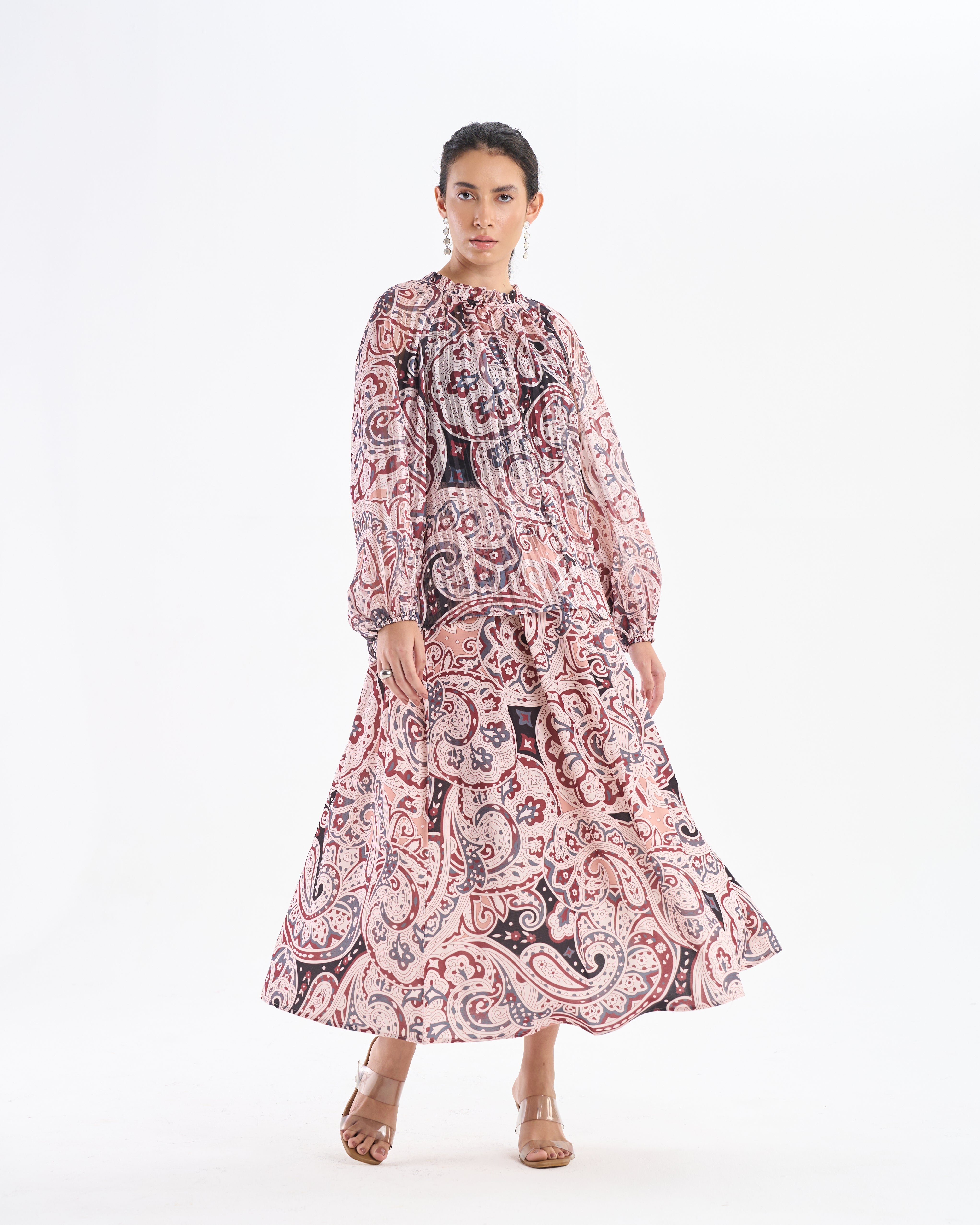 Rust Beige Paisley Co-ord Set