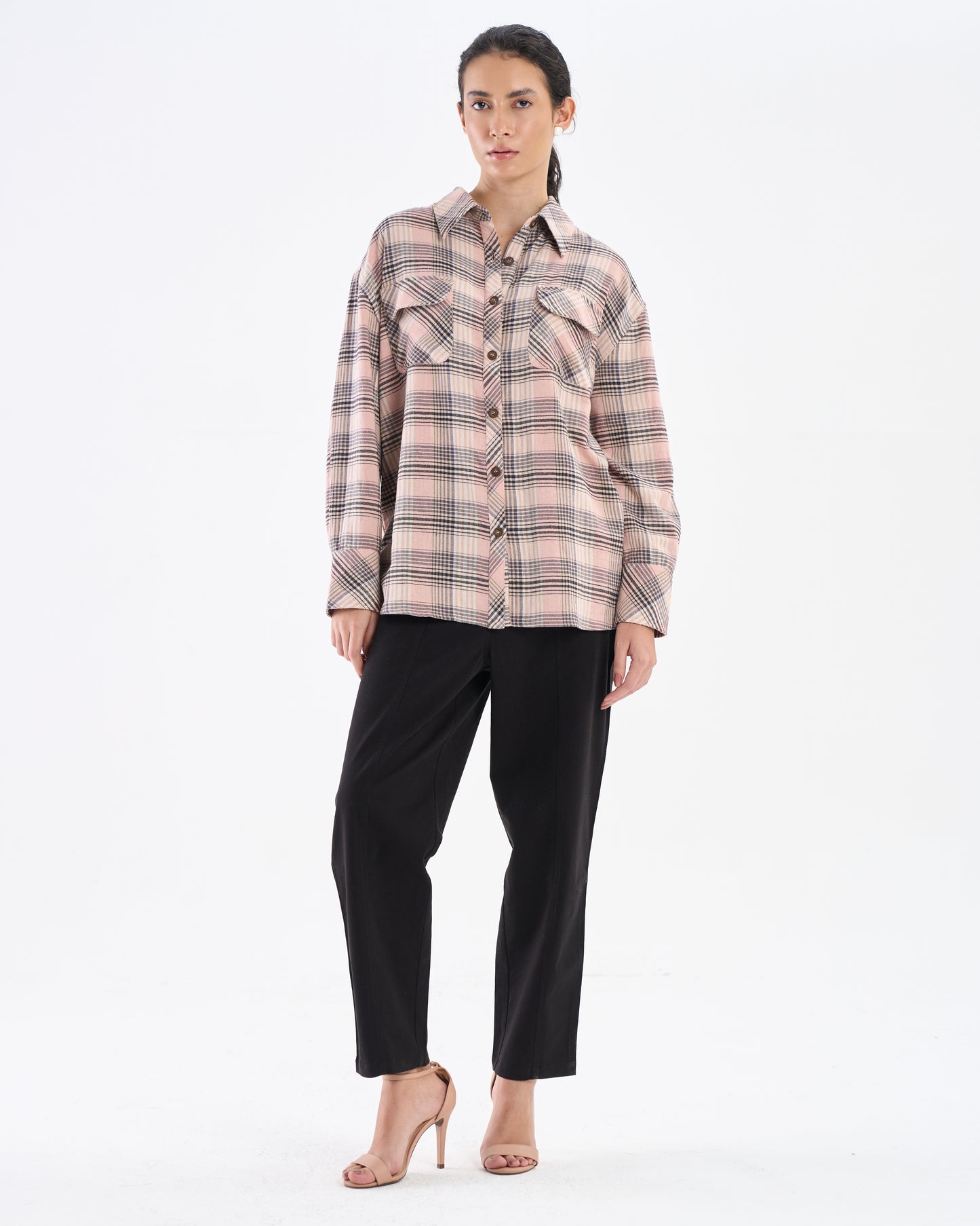 Blush Check Oversized Shirt