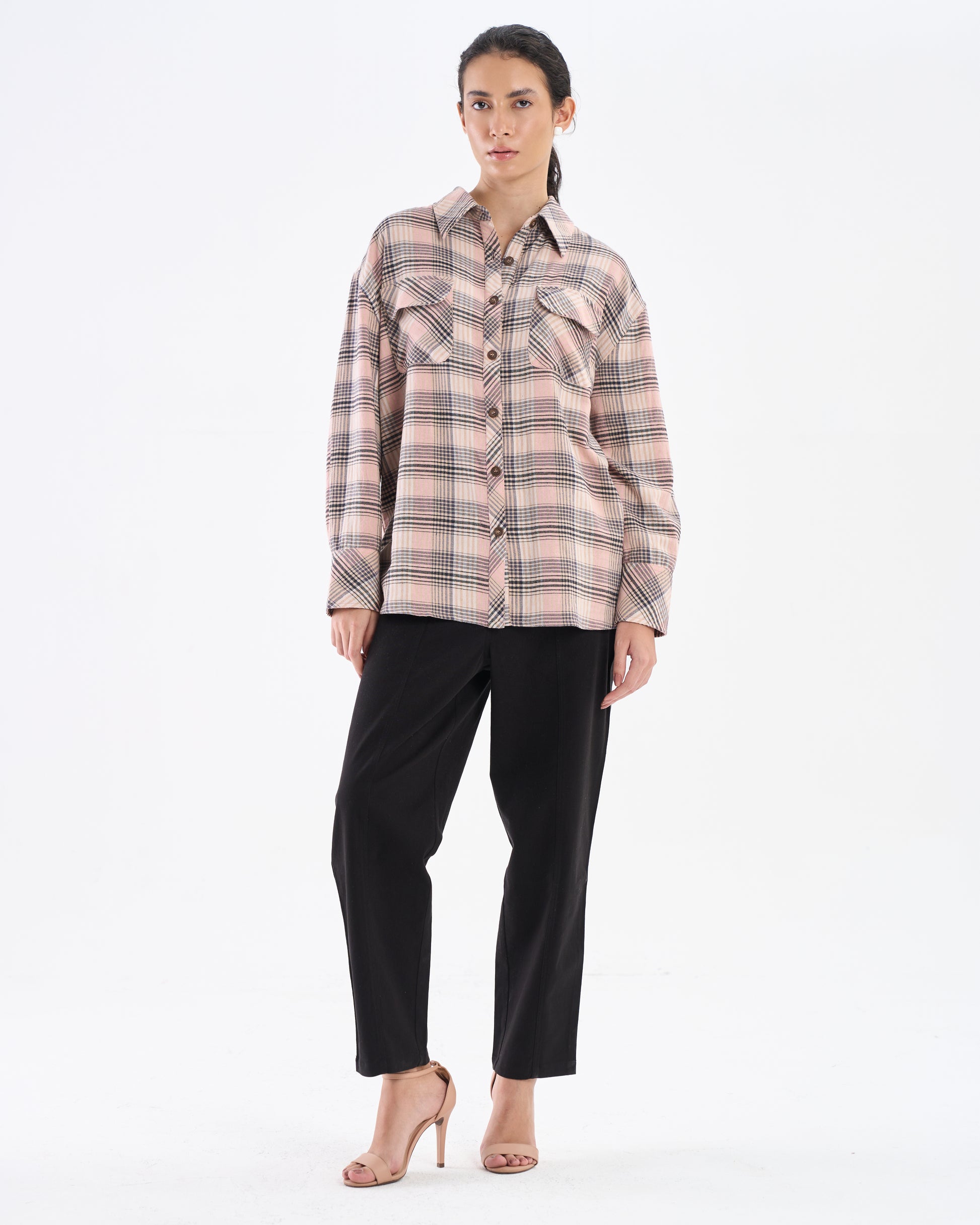 Blush Check Oversized Shirt