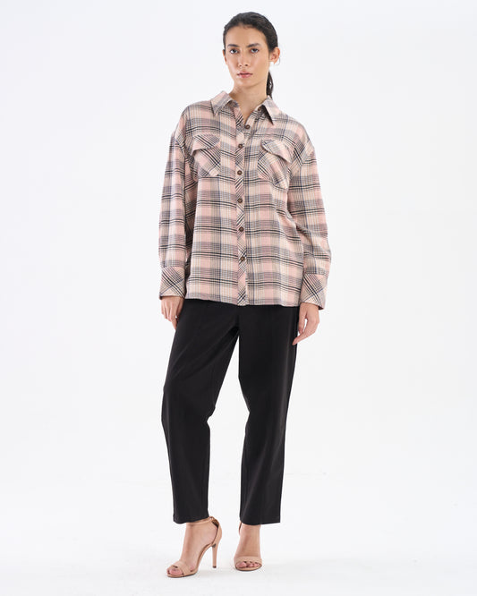 Blush Check Oversized Shirt