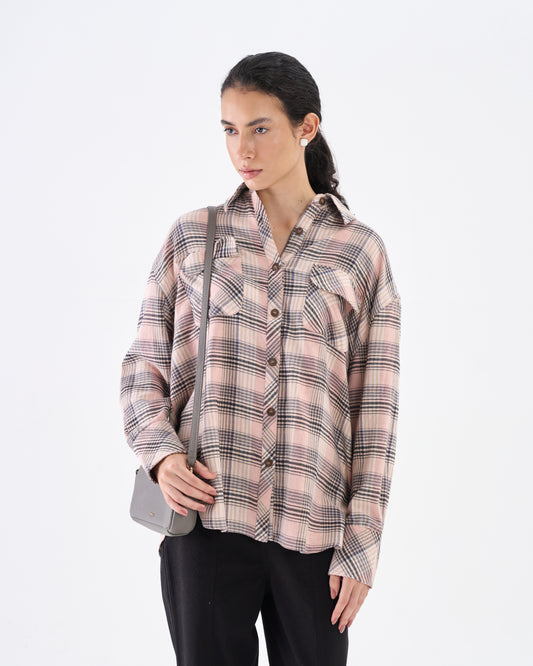 Camisa oversize con cuadros ruborizados