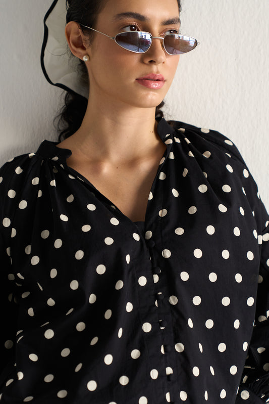 Classic Black Polka Dot Blouse