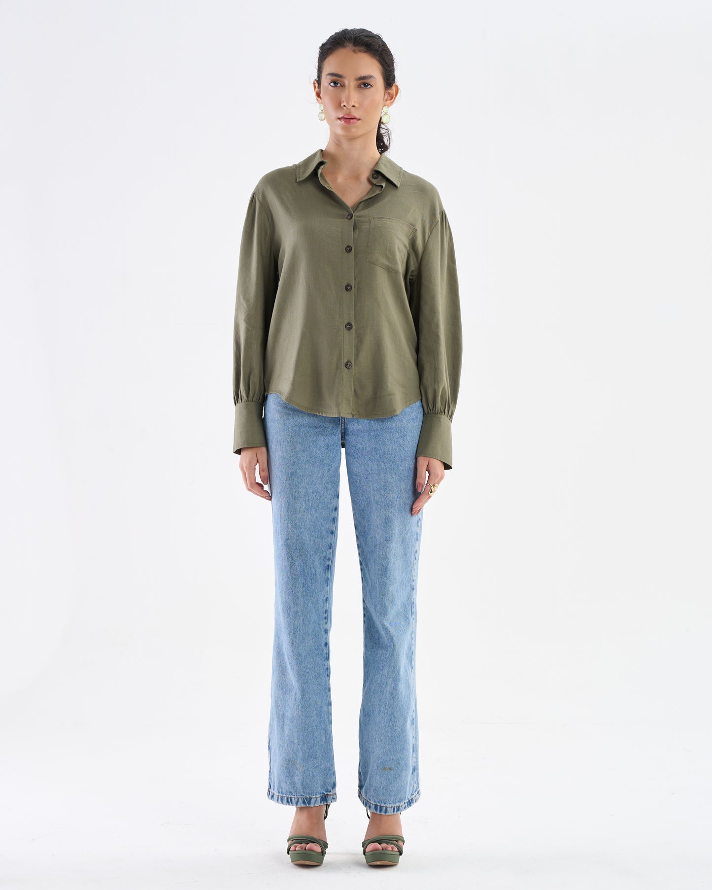 Chemise décontractée vert olive