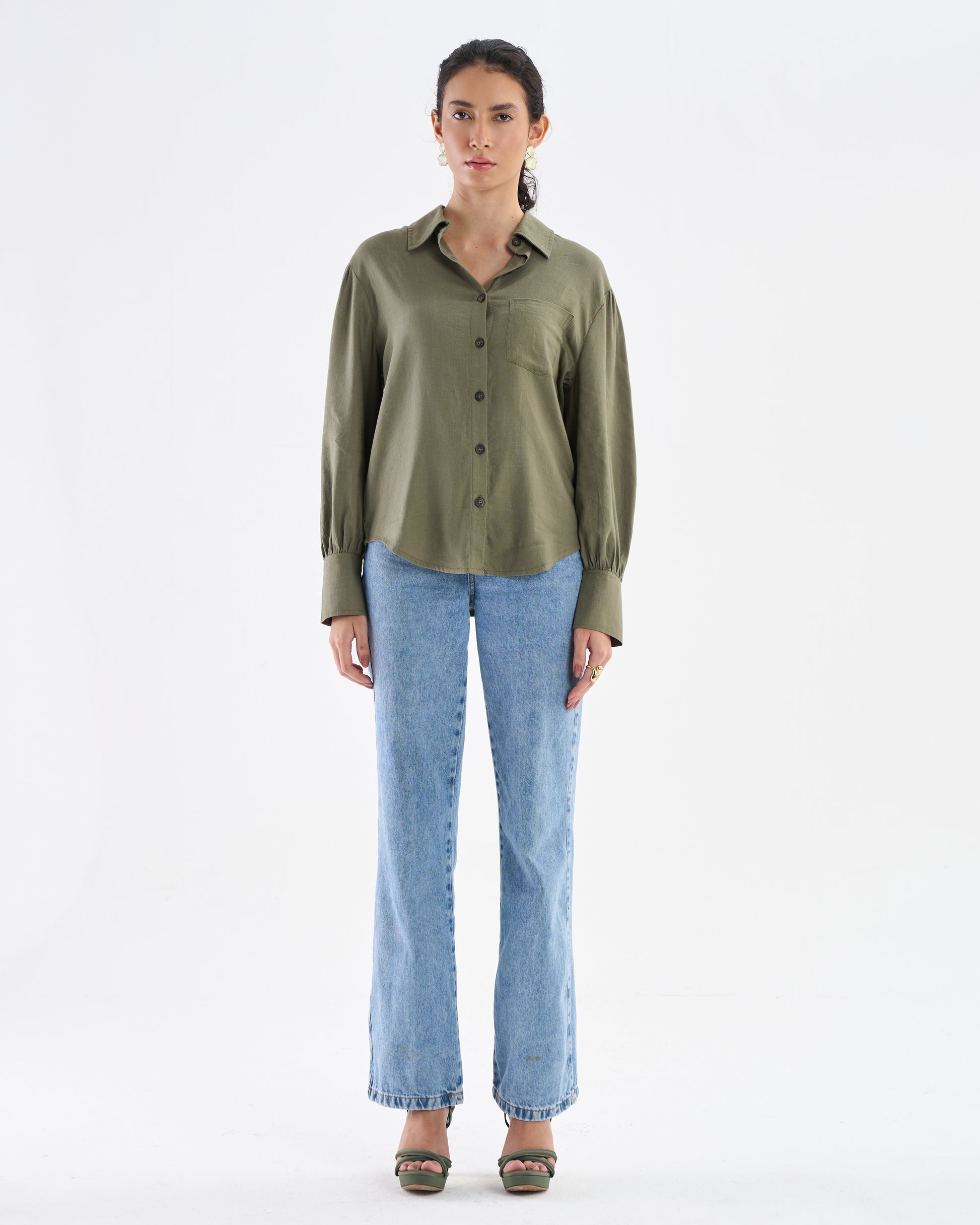 Chemise décontractée vert olive