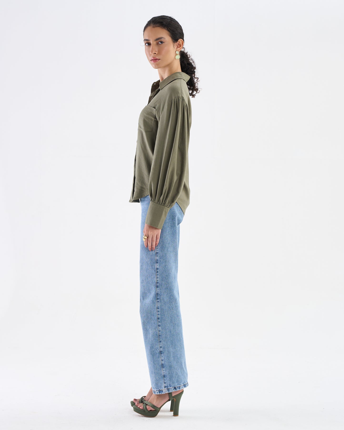 Chemise décontractée vert olive