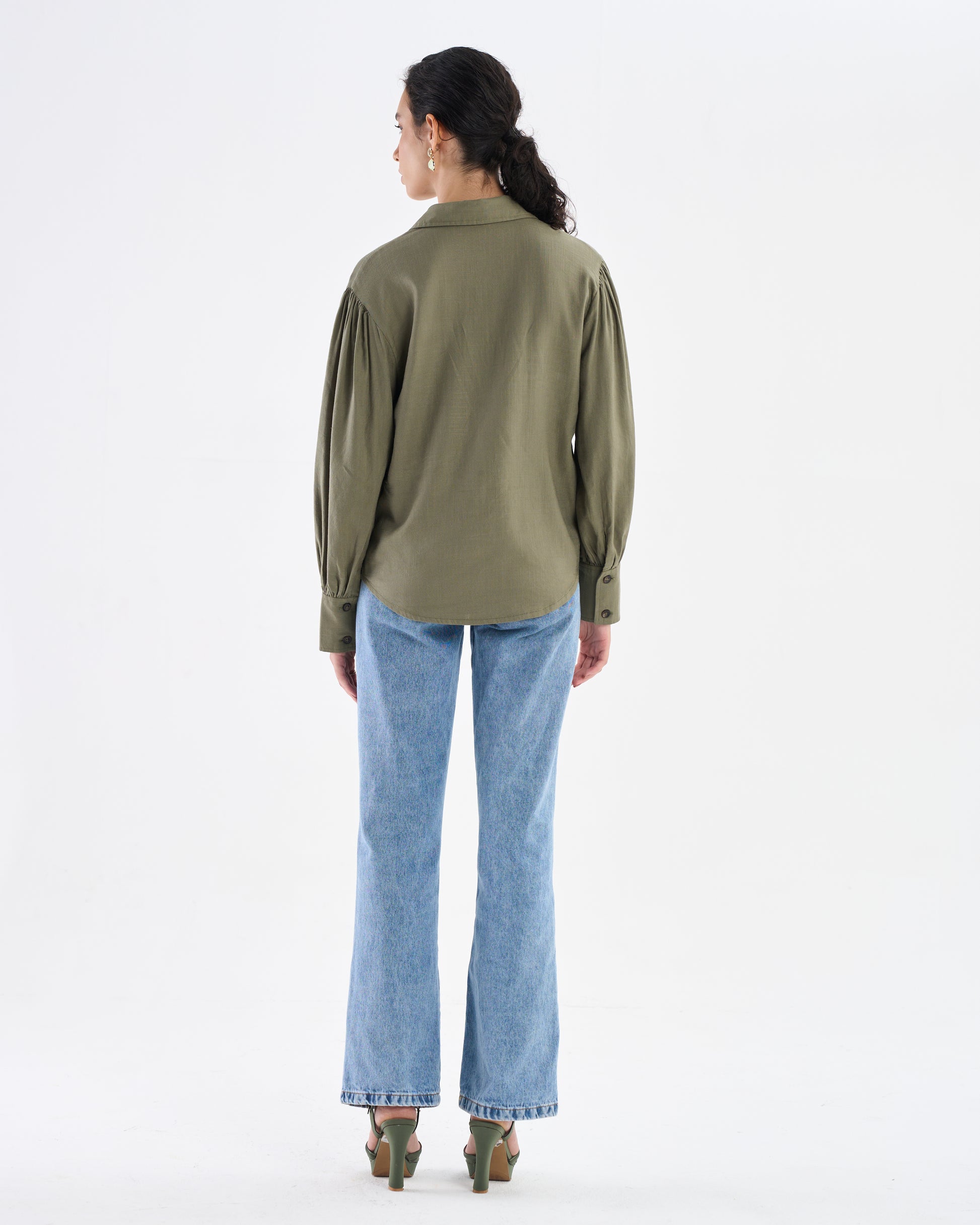 Chemise décontractée vert olive