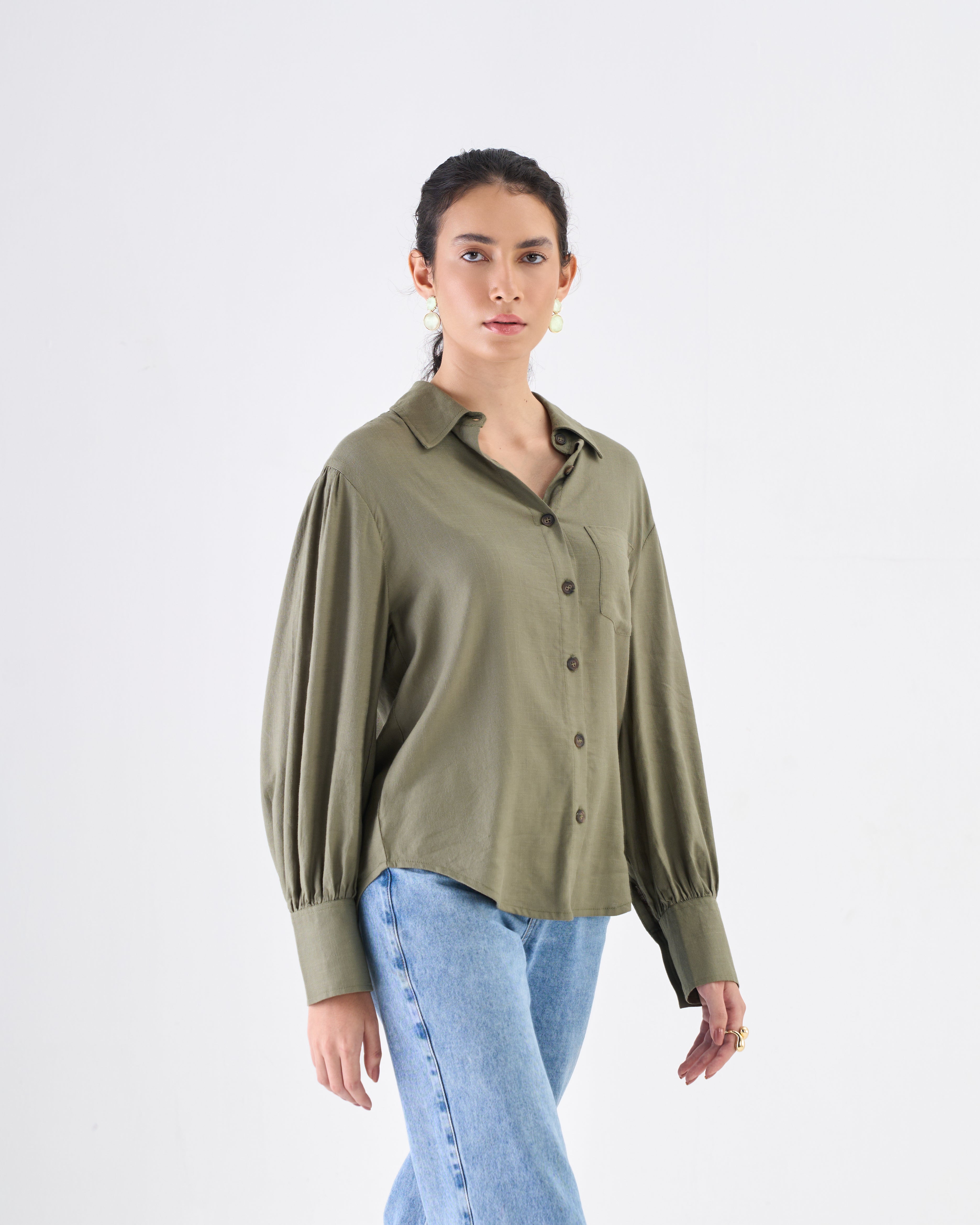 Chemise décontractée vert olive