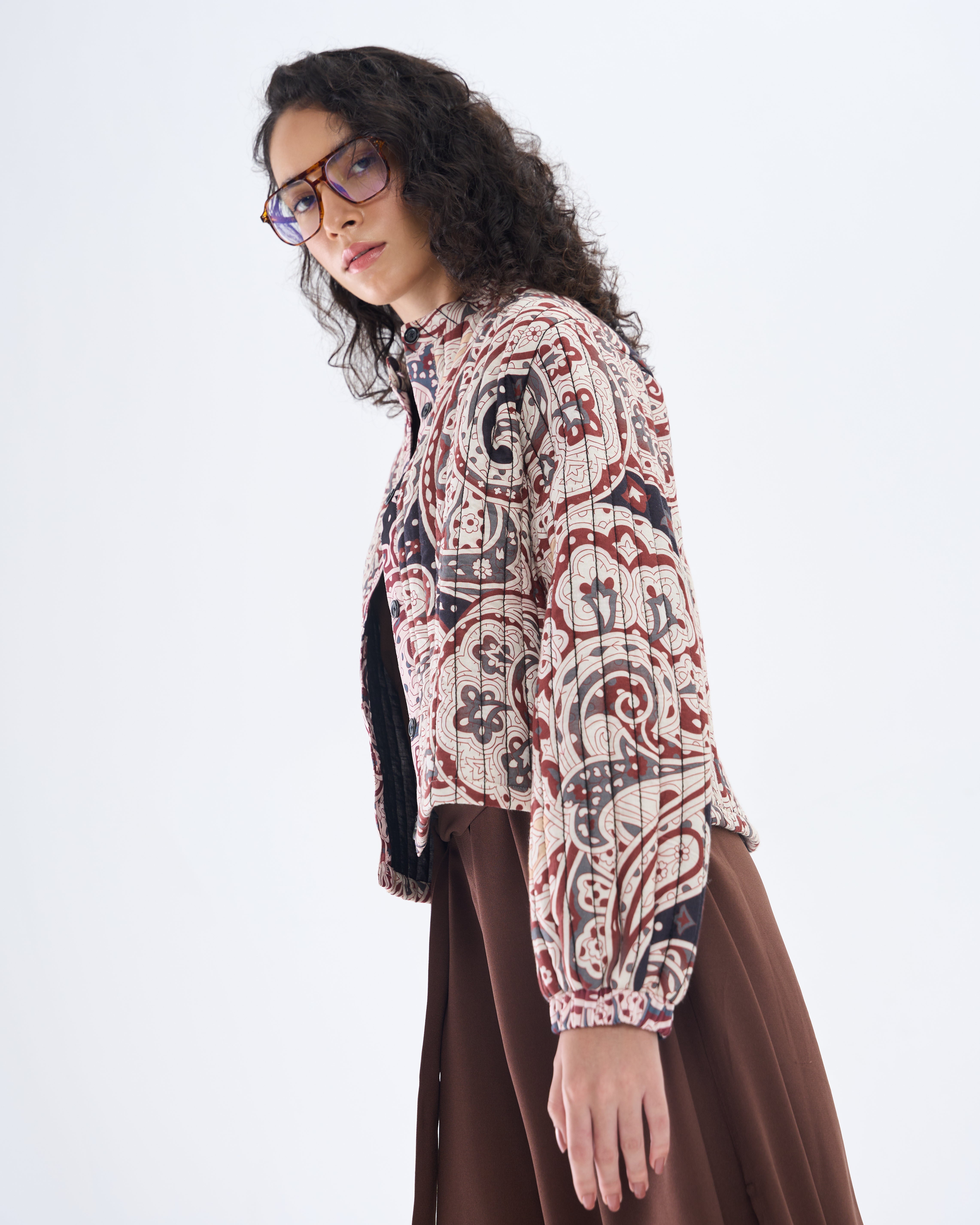 Veste matelassée bohème à motifs cachemire